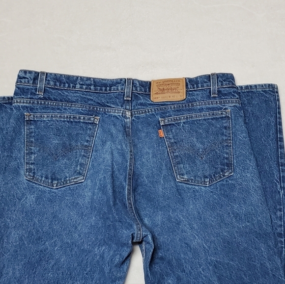 VINTAGE Levi's 505 Orange Tab Dark Wash Stone Wash Regular Fit Straight Leg Jean - Picture 8 of 11